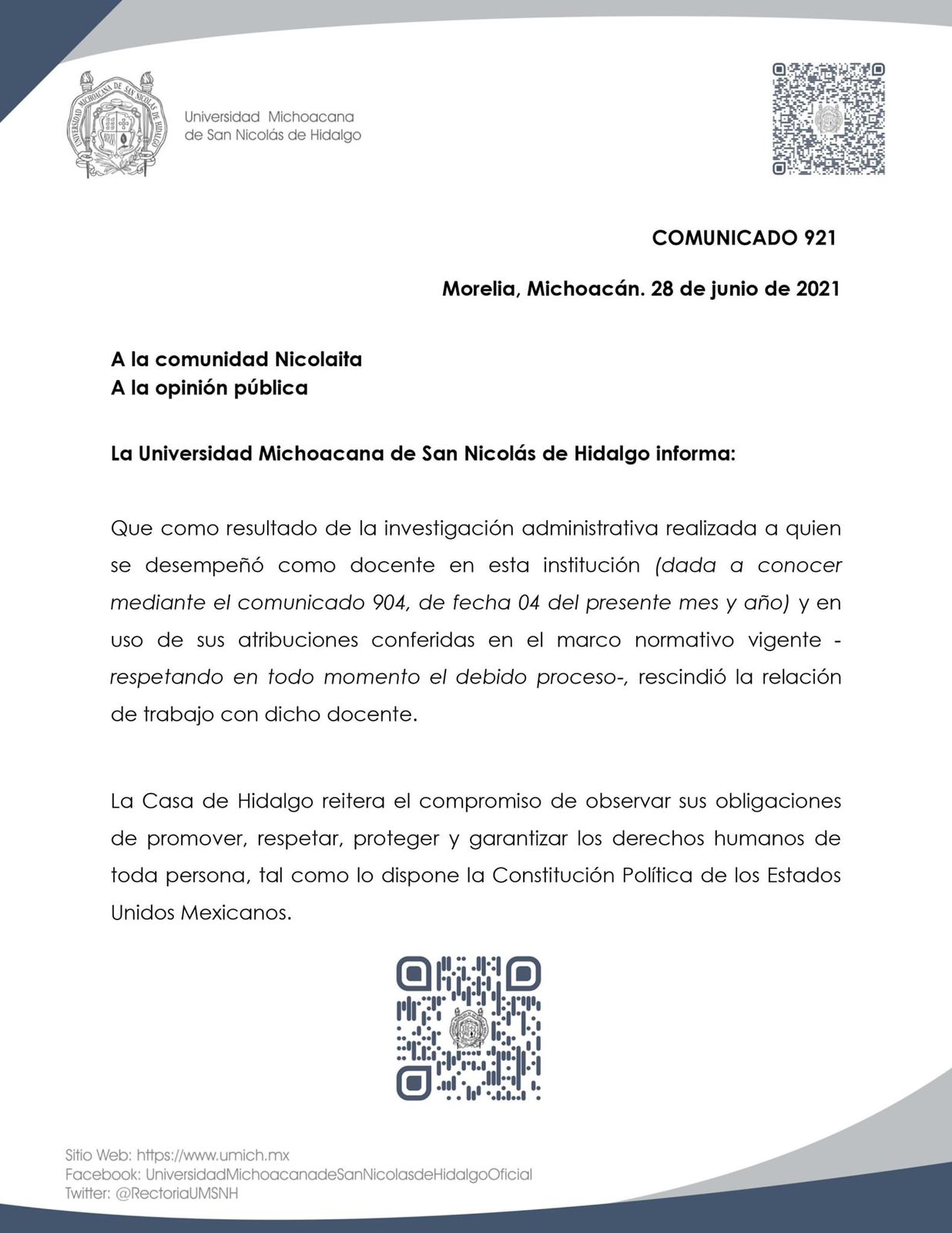 Despiden de la UMSNH a docente que pedía no votar por MORENA
